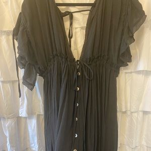 Vici anika pocketed button down maxi dress